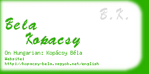 bela kopacsy business card