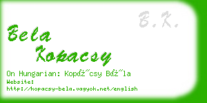 bela kopacsy business card
